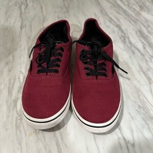 VANS Burgundy Canvas Sneakers with Black Laces